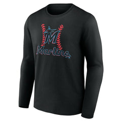 Black Miami Marlins Personalized Name & Number Fastball Long Sleeve T-Shirt