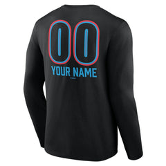 Black Miami Marlins Personalized Name & Number Fastball Long Sleeve T-Shirt