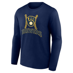 Navy Milwaukee Brewers Personalized Name & Number Fastball Long Sleeve T-Shirt