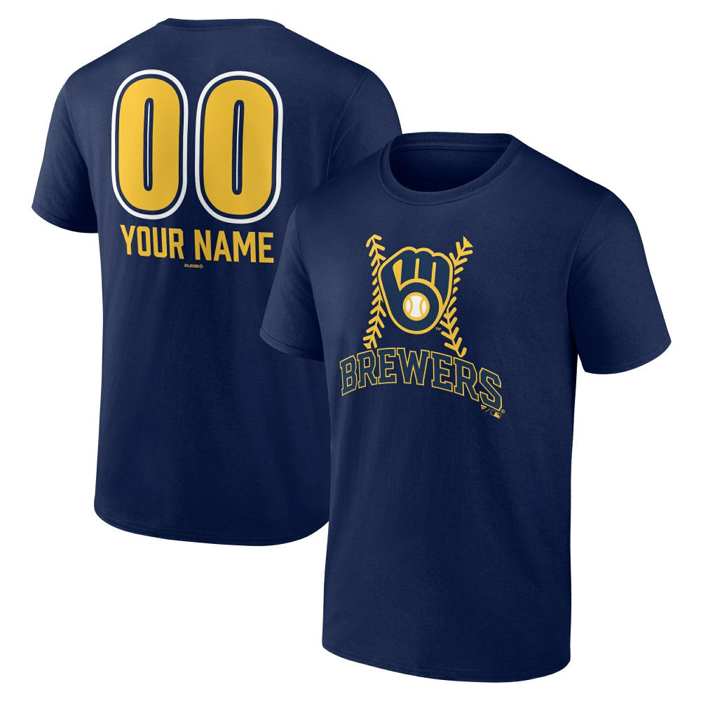 Navy Milwaukee Brewers Personalized Name & Number Fastball T-Shirt