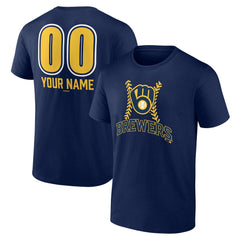 Navy Milwaukee Brewers Personalized Name & Number Fastball T-Shirt