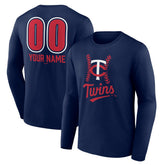 Navy Minnesota Twins Personalized Name & Number Fastball Long Sleeve T-Shirt