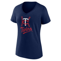 Navy Minnesota Twins Women's Personalized Name & Number Fastball V-Neck T-Shirt