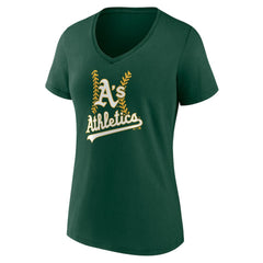 Green Athletics Women's Personalized Name & Number Fastball V-Neck T-Shirt