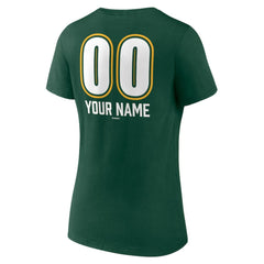Green Athletics Women's Personalized Name & Number Fastball V-Neck T-Shirt