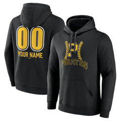 Black Pittsburgh Pirates Personalized Name & Number Fastball Pullover Hoodie