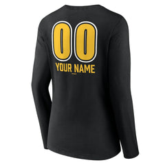 Black Pittsburgh Pirates Women's Personalized Name & Number Fastball Long Sleeve V-Neck T-Shirt