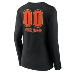 Black San Francisco Giants Women's Personalized Name & Number Fastball Long Sleeve V-Neck T-Shirt