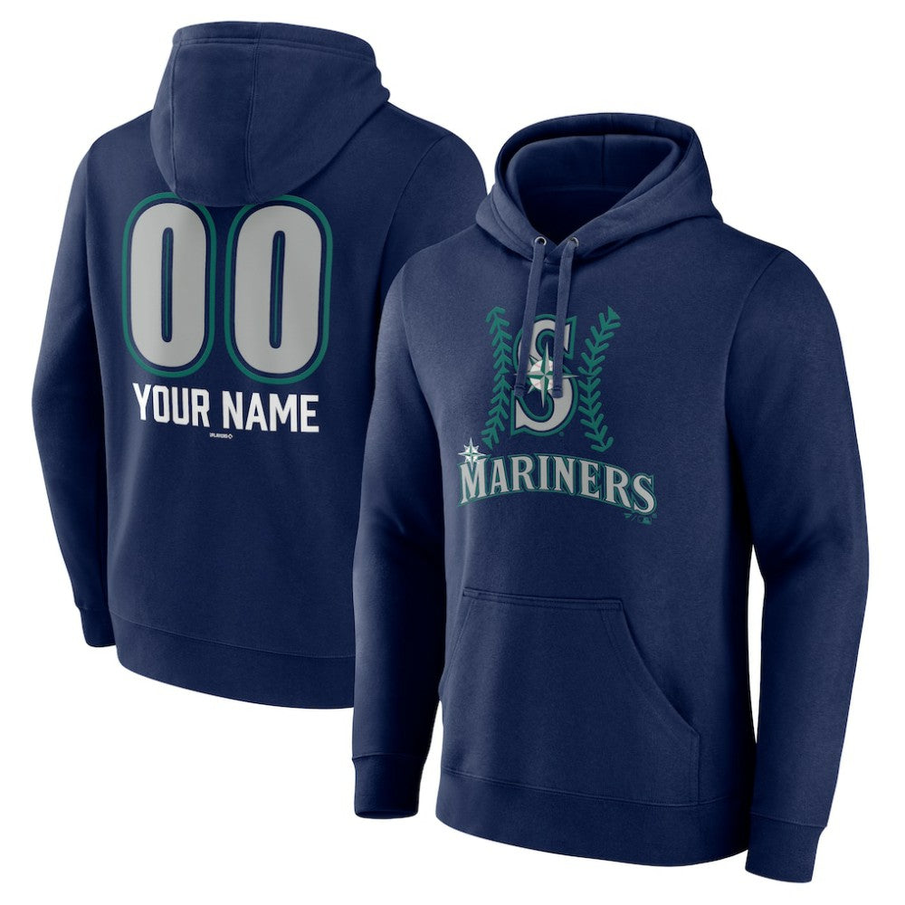 Navy Seattle Mariners Personalized Name & Number Fastball Pullover Hoodie