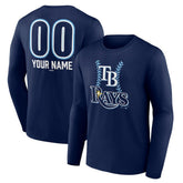 Navy Tampa Bay Rays Personalized Name & Number Fastball Long Sleeve T-Shirt
