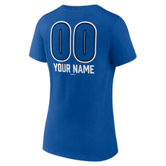 Royal Toronto Blue Jays Women's Personalized Name & Number Fastball V-Neck T-Shirt