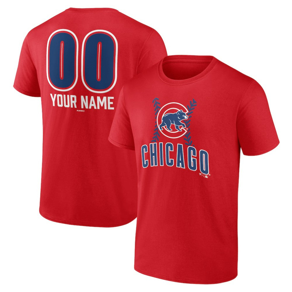 Red Chicago Cubs Personalized Name & Number Fastball T-Shirt