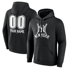 Black New York Yankees Personalized Name & Number Fastball Pullover Hoodie