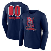 Navy St. Louis Cardinals Personalized Name & Number Fastball Long Sleeve T-Shirt