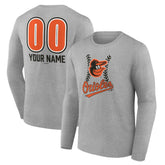Gray Baltimore Orioles Personalized Name & Number Fastball Long Sleeve T-Shirt