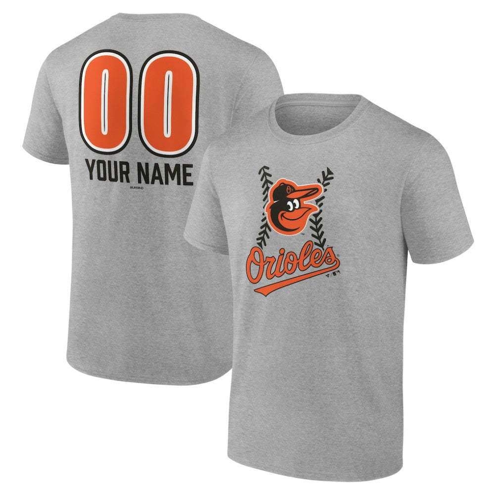 Heather Gray Baltimore Orioles Personalized Name & Number Fastball T-Shirt