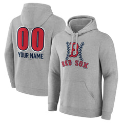 Gray Boston Red Sox Personalized Name & Number Fastball Pullover Hoodie