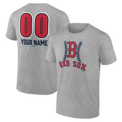 Heather Gray Boston Red Sox Personalized Name & Number Fastball T-Shirt