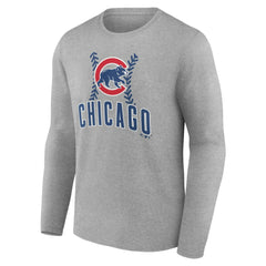 Gray Chicago Cubs Personalized Name & Number Fastball Long Sleeve T-Shirt