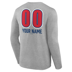 Gray Chicago Cubs Personalized Name & Number Fastball Long Sleeve T-Shirt