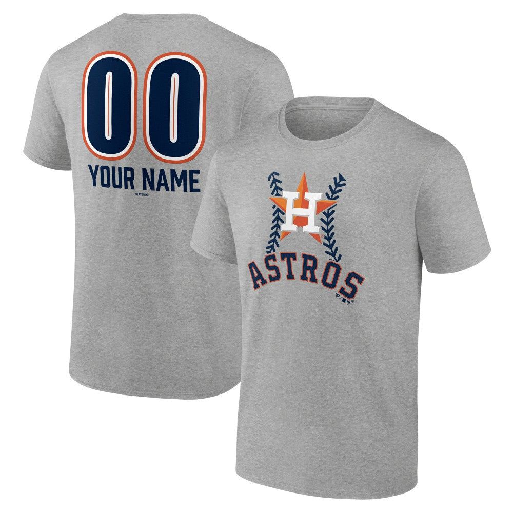 Heather Gray Houston Astros Personalized Name & Number Fastball T-Shirt