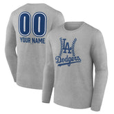 Gray Los Angeles Dodgers Personalized Name & Number Fastball Long Sleeve T-Shirt