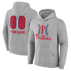 Gray Philadelphia Phillies Personalized Name & Number Fastball Pullover Hoodie