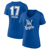 Royal Shohei Ohtani Los Angeles Dodgers Women's Fastball Player Name & Number V-Neck T-Shirt