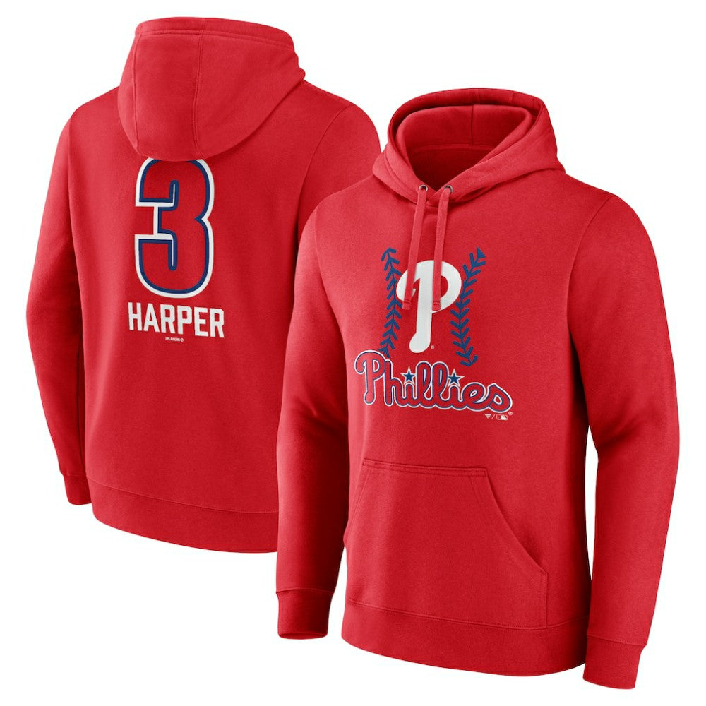 Red Bryce Harper Philadelphia Phillies Fastball Player Name & Number Pullover Hoodie
