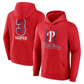 Red Bryce Harper Philadelphia Phillies Fastball Player Name & Number Pullover Hoodie