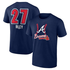 Navy Austin Riley Atlanta Braves Fastball Player Name & Number T-Shirt