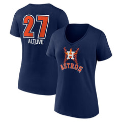Navy Jose Altuve Houston Astros Women's Fastball Player Name & Number V-Neck T-Shirt