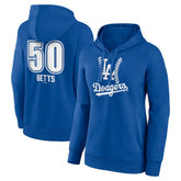 Royal Mookie Betts Los Angeles Dodgers Women's Fastball Player Name & Number Pullover Hoodie