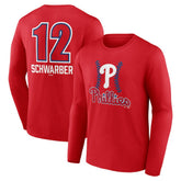 Red Kyle Schwarber Philadelphia Phillies Fastball Player Name & Number Long Sleeve T-Shirt