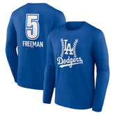 Royal Freddie Freeman Los Angeles Dodgers Fastball Player Name & Number Long Sleeve T-Shirt