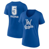 Royal Freddie Freeman Los Angeles Dodgers Women's Fastball Player Name & Number V-Neck T-Shirt