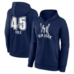 Navy Gerrit Cole New York Yankees Women's Fastball Player Name & Number Pullover Hoodie