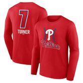 Red Trea Turner Philadelphia Phillies Fastball Player Name & Number Long Sleeve T-Shirt