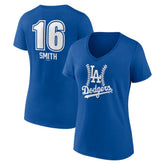 Royal Will Smith Los Angeles Dodgers Women's Fastball Player Name & Number V-Neck T-Shirt