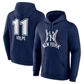 Navy Anthony Volpe New York Yankees Fastball Player Name & Number Pullover Hoodie