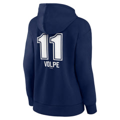 Navy Anthony Volpe New York Yankees Women's Fastball Player Name & Number Pullover Hoodie