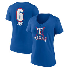 Royal Josh Jung Texas Rangers Women's Fastball Player Name & Number V-Neck T-Shirt