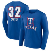Royal Evan Carter Texas Rangers Fastball Player Name & Number Long Sleeve T-Shirt