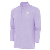 Lavender Philadelphia Phillies Antigua Hunk Quarter-Zip Top