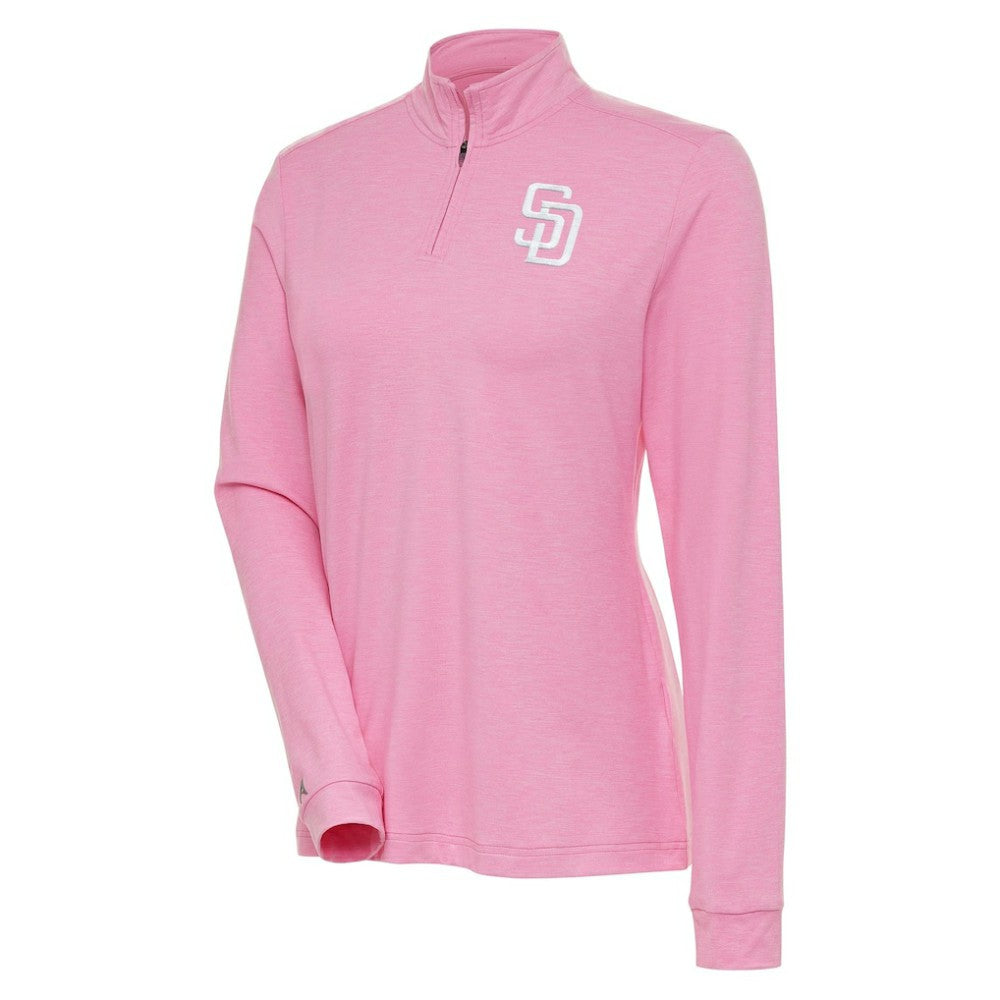Pink San Diego Padres Antigua Women's Mentor Quarter-Zip Pullover Top