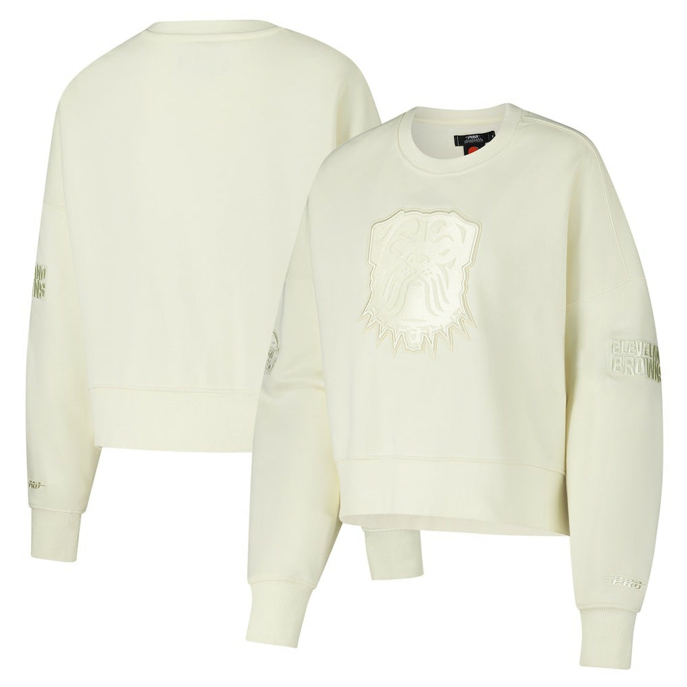 Pro Standard Triple Tonal Cropped Fleece Pullover Sweatshirt - Cleveland Browns Pullover