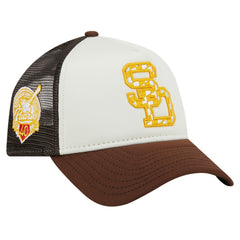 White/Brown San Diego Padres New Era Checkered Flag A-Frame Trucker 9FORTY Adjustable Hat