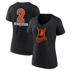 Black Gunnar Henderson Baltimore Orioles Women's Fastball Player Name & Number V-Neck T-Shirt