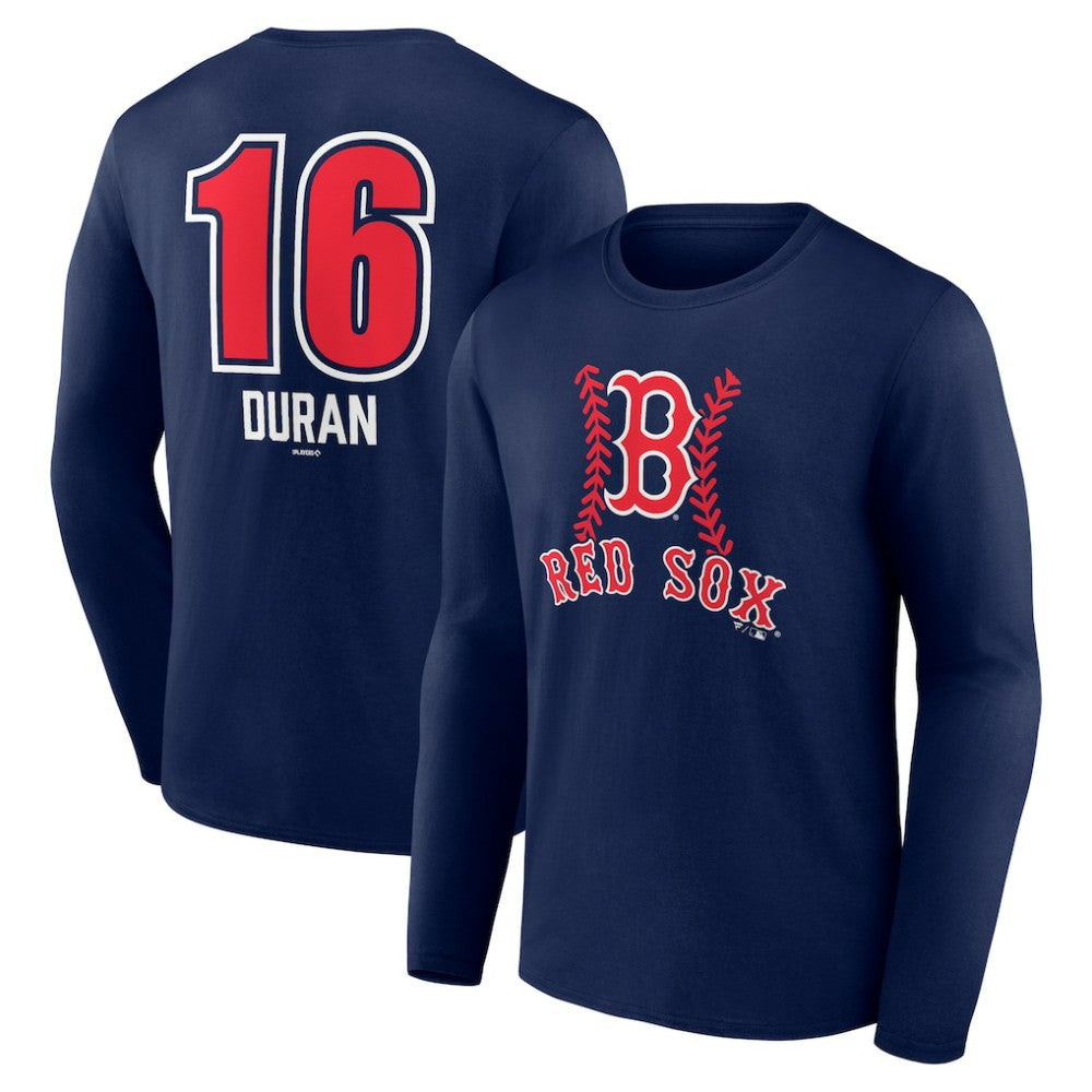 Navy Jarren Duran Boston Red Sox Fastball Player Name & Number Long Sleeve T-Shirt