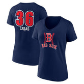 Navy Triston Casas Boston Red Sox Women's Fastball Player Name & Number V-Neck T-Shirt